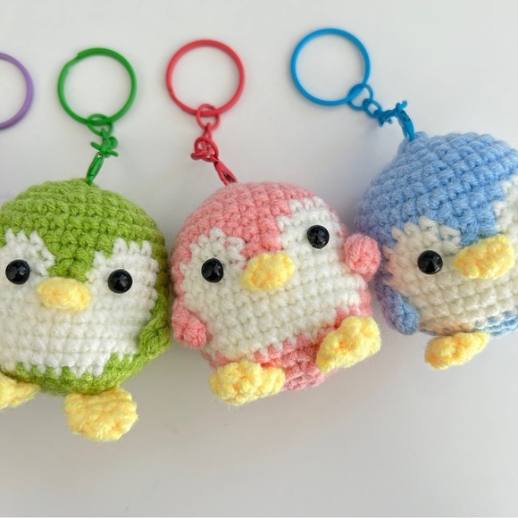 Handmade Crochet Knit Cute Penguin Keychains Bag Charm in Pink - Picture 5 of 15
